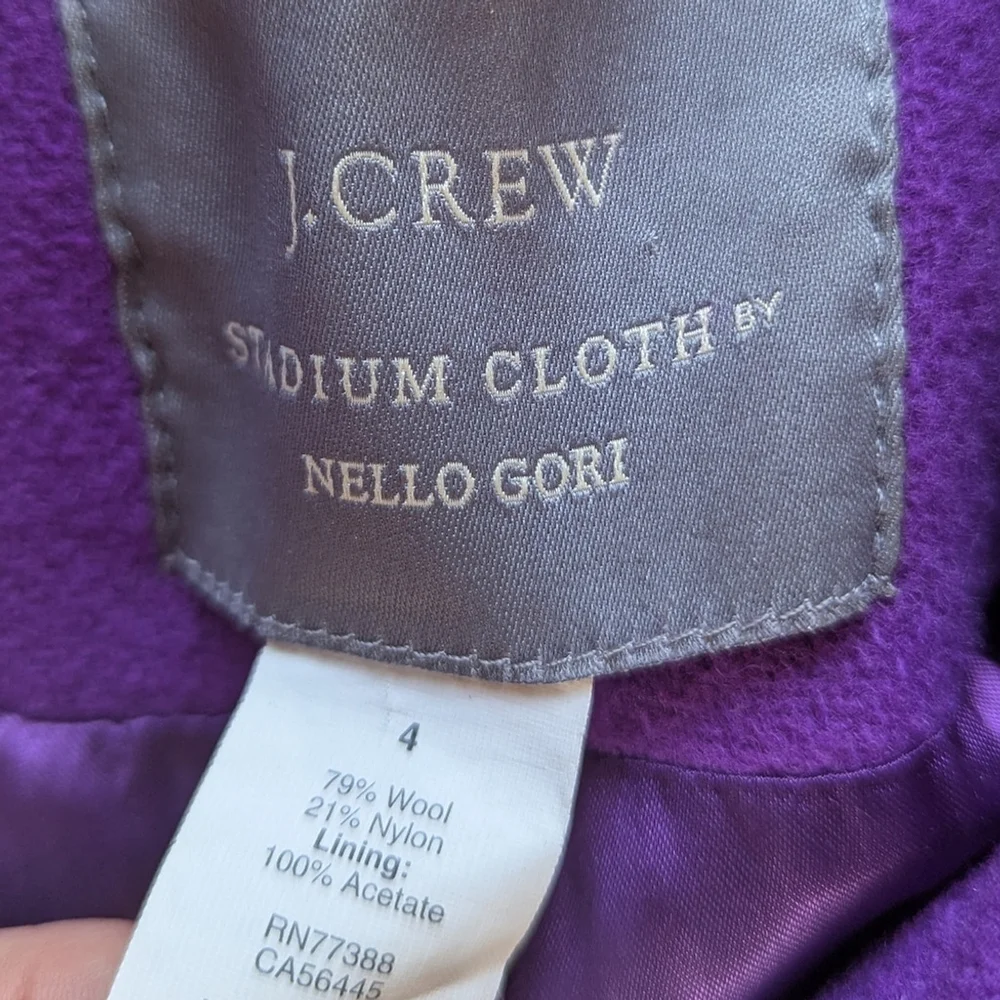 J.Crew Royal Purple Wool Peacoat Italian Stadium Cloth | Golden Crest Buttons 4
